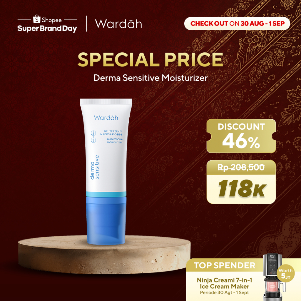 WARDAH Derma Sensitive Skin Rescue Moisturizer Neutrazen + Madecassoside 50g - Meredakan dan Menenangkan Jerawat serta Kemerahan, Improve Skin Barrier, Soothing Skin, Deep Hydration, Mengunci Kelembapan Kulit - Skincare