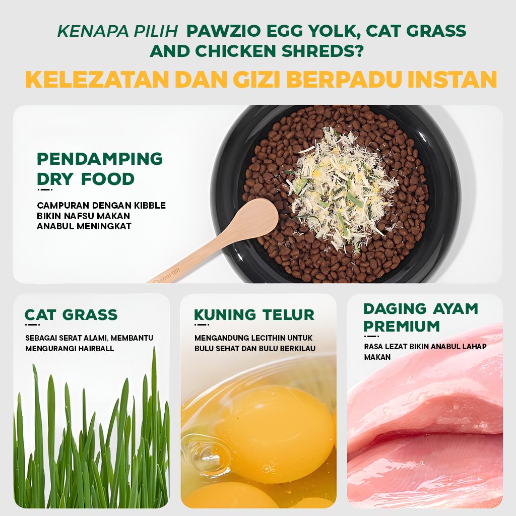 PAWZIO Abon Kucing Paket Bundling 10 Pcs / Abon Topping Makanan Kucing 40gr / Krill Chicken, Cat Grass & Fruit Chicken / Bonus Abon - Gambar 2