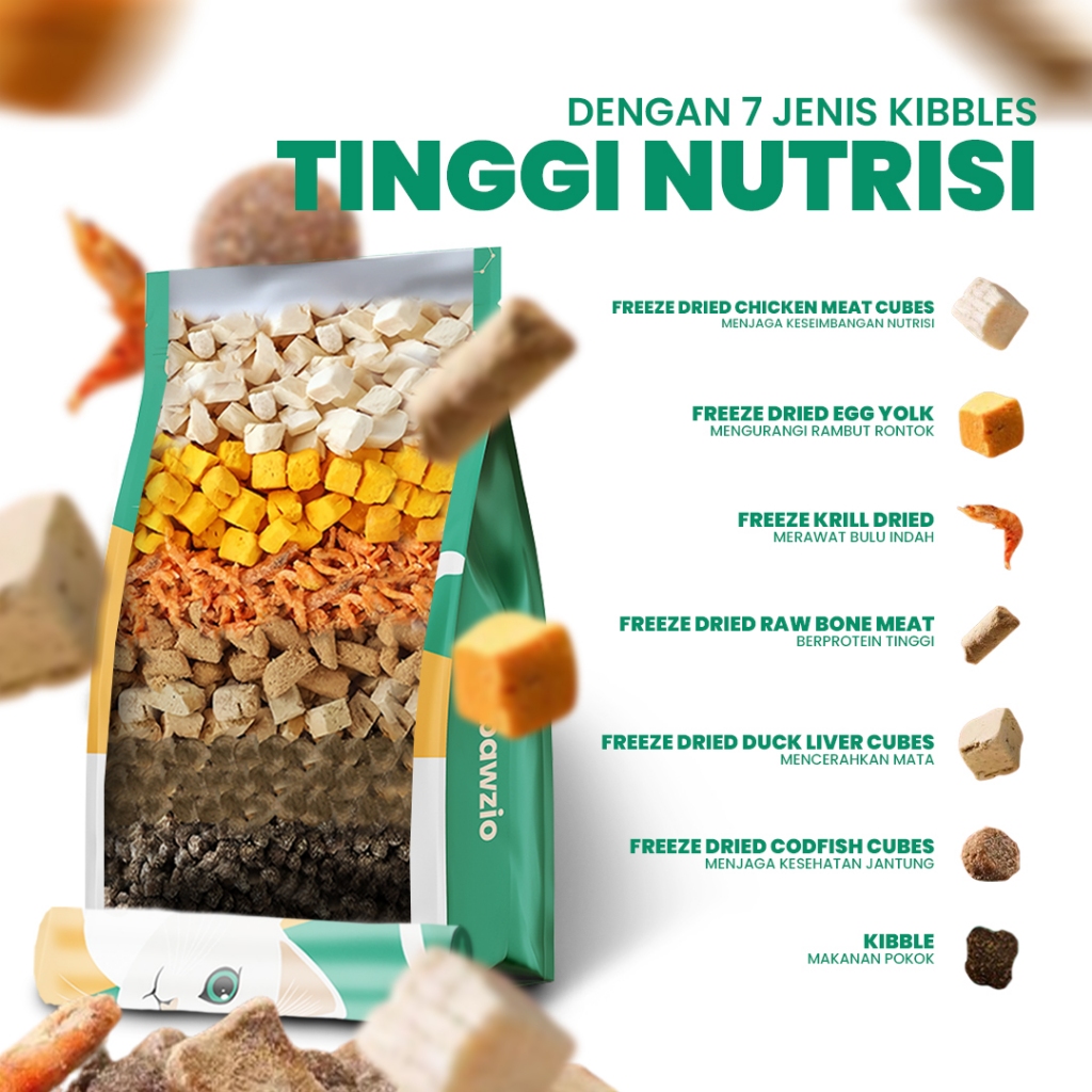 PAWZIO TRIAL PACK MIXED FREEZE - DRIED PREMIUM CAT FOOD 100G dengan tambahan khusus TAURIN & LECITHIN - Gambar 3