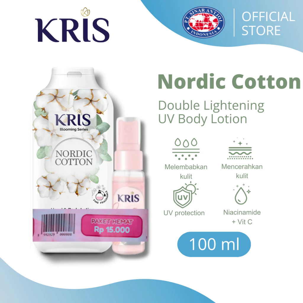 Paket Hemat Kris Hand Body Lotion Blooming NORDIC 100ml + EDT 20ml - Pelembap dan Parfum Eau De Toilet