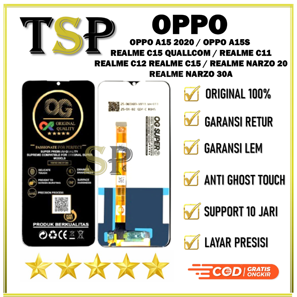 LCD TOUCHSCREEN LCD TOUCHSCREEN REALME C11 / C12 / C15 / C15 QUALCOM / OPPO A15 / A15S / A16 E NARZO 20 / NARZO 30A