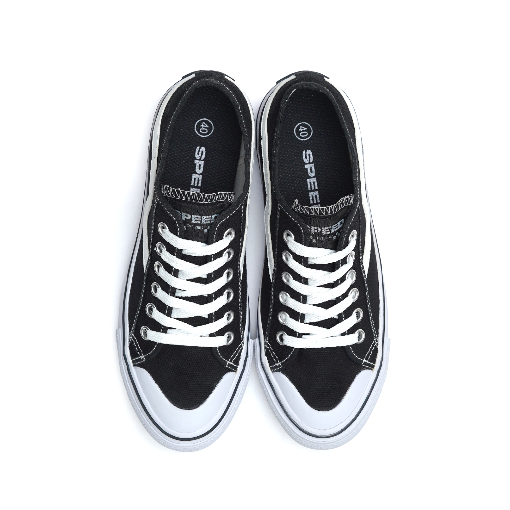 Speed - Blaze Lo Hitam Putih - Sepatu Sneakers Kanvas Anti Slip Pria Wanita Dewasa - Gambar 3