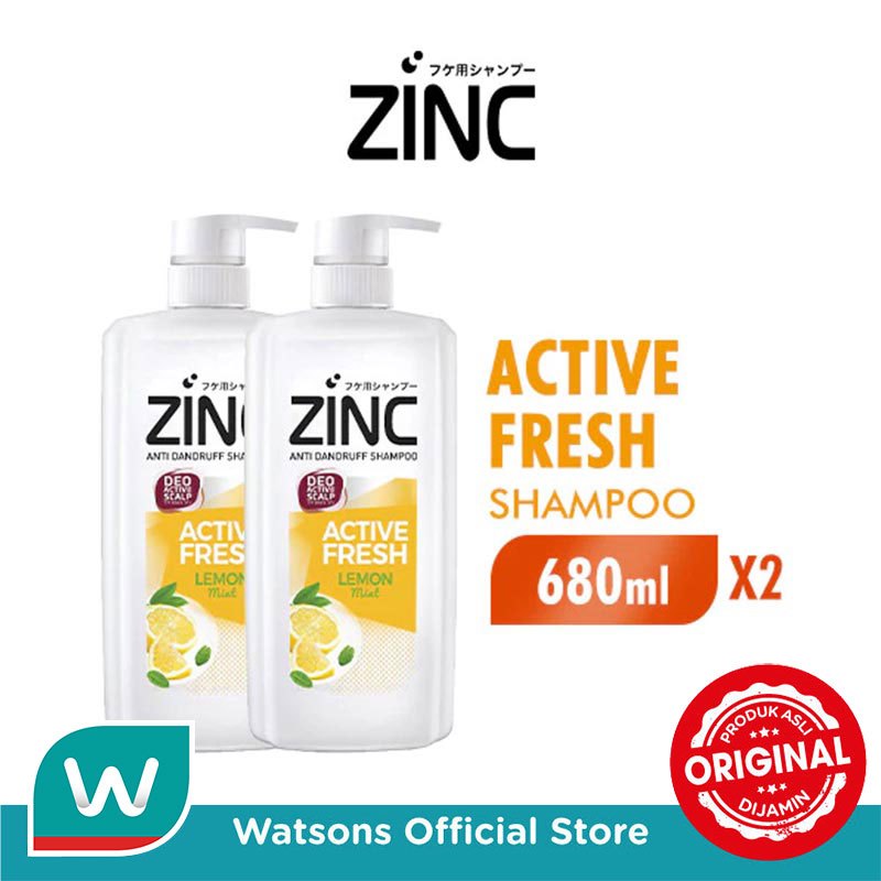 Zinc Shampoo Active Fresh Botol 680ml X 2