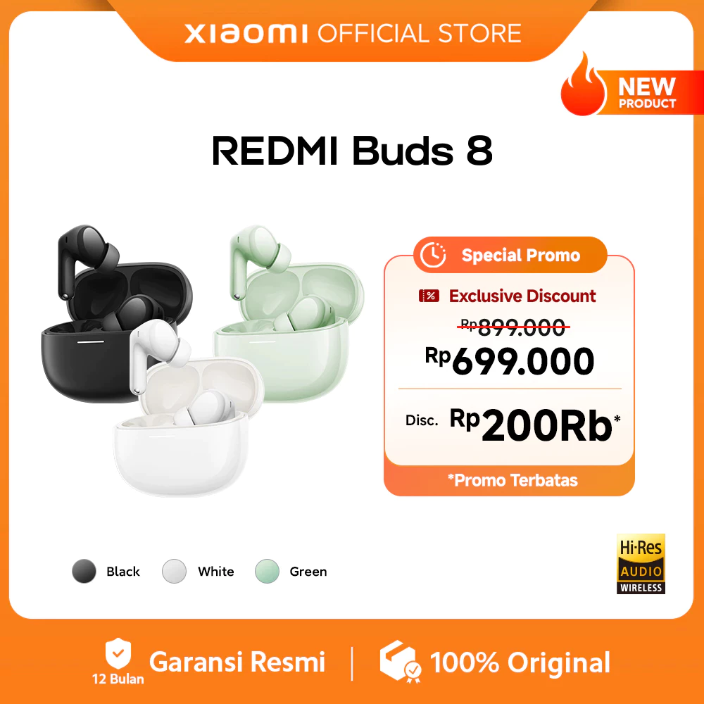 Xiaomi Redmi Buds 8 | Driver 11mm untuk Suara Detail & Bertenaga | Noise Cancellation Wide-band hingga 4kHz | Triple Mic dengan AI Noise Reduction hingga 12m/s | Baterai Tahan Lama Hingga 44 Jam [Xiaomi Official Store]