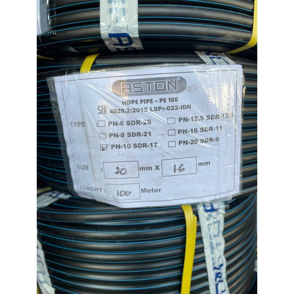 Fat Pipa HDPE Merk Aston 100 Meter 1/2 Inch PN10 Ada Harga Ada Kualitas 100% Baru Original - Gambar 3