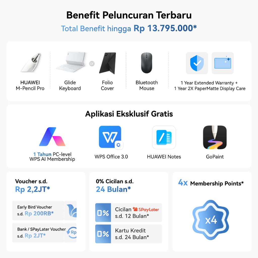 [BARU / Voucher s/d 2,2JT] HUAWEI MatePad Pro Max Tablet / up to 12GB + 512GB / AI-powered PC-Level WPS / Ultra-thin Flagship Design / 13.2" Flexible OLED PaperMatte Display - Gambar 2