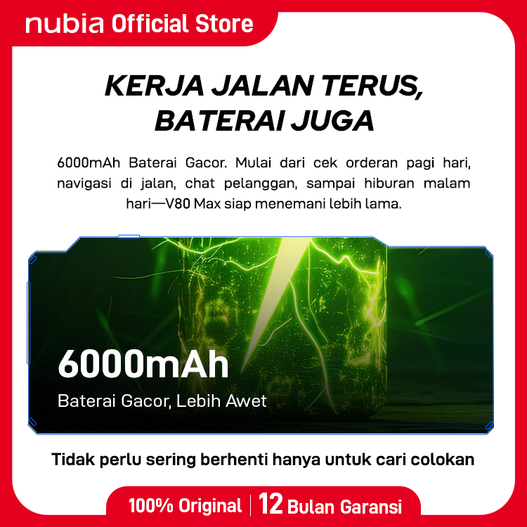 Handphone nubia V80 Max ROM 128 GB RAM 8 GB + 8 GB Smartphone Layar 6.9" HD 120Hz, Baterai 6000mAh Fast Charging GPS Turbo - Gambar 3