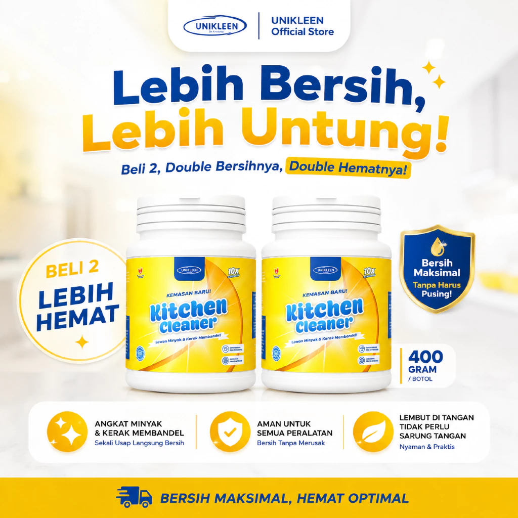 UNIKLEEN By Adreena - BELI 2 LEBIH HEMAT Pembersih Peralatan Dapur 400 gram / Penghilang Noda Kuning & Kerak pada perabotan