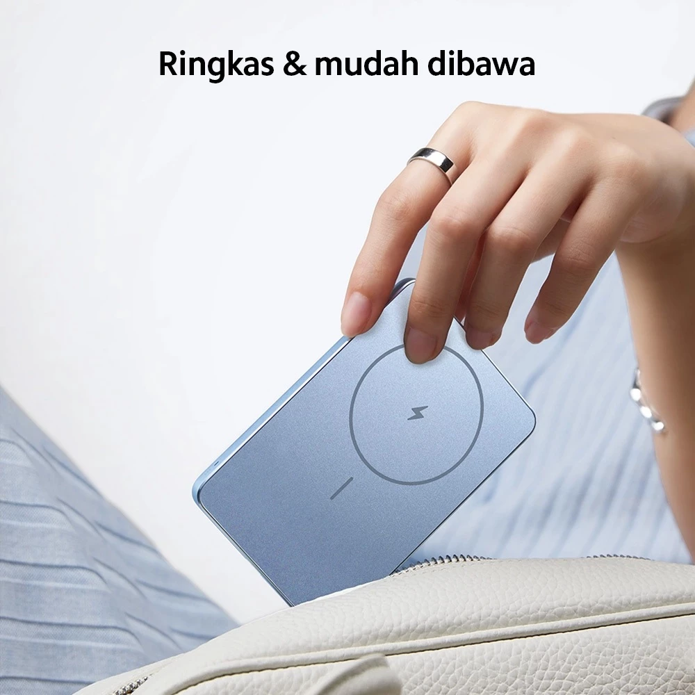 Xiaomi Magnetic Power Bank Series / Super Slim Magnetic Power Bank 5000 / Magnetic Power Bank 10000 with Built-in Stand / UltraThin Magnetic Power Bank 5000 15W / Desain Ultra Tipis / Fast Charging / Xiaomi Powerbank Aman Perjalanan Pesawat Udara - Gambar 3