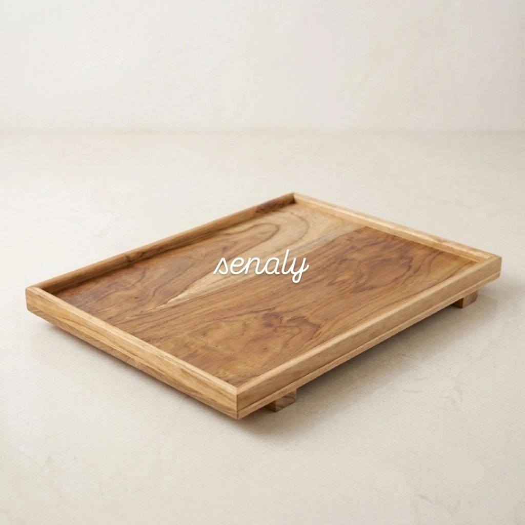 Nampan Kayu Kotak Ukuran 40x60 cm Jati Asli Awet Anti Rayap - senaly -