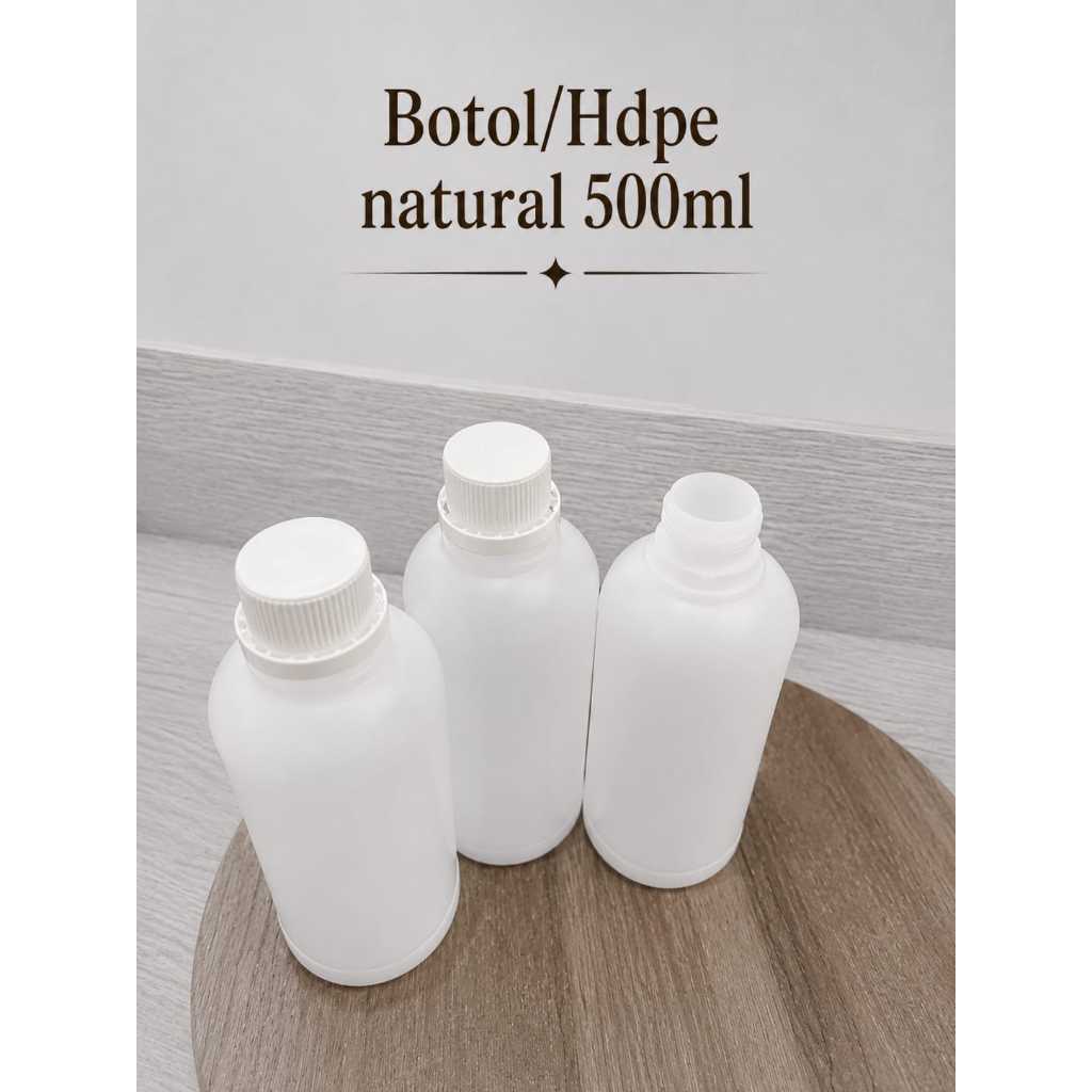 Botol HDPE 500ml Putih Dengan Tutup Ganda