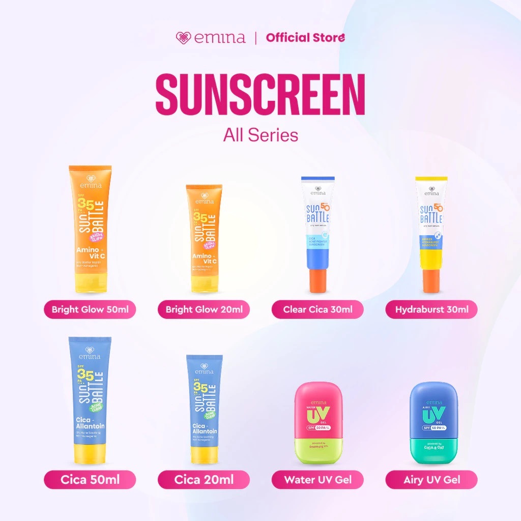 Emina Sun Battle Protection Series - SPF35 PA+++ - SPF50 PA++++ / Sunscreen UV / Merah Jingga Official - Gambar 2
