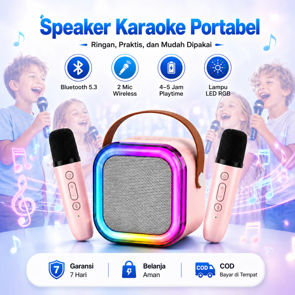 Speaker Bluetooth K12 Karaoke Mini Portable Suara Jernih Bisa Karaoke Daya Tahan Baterai Lama