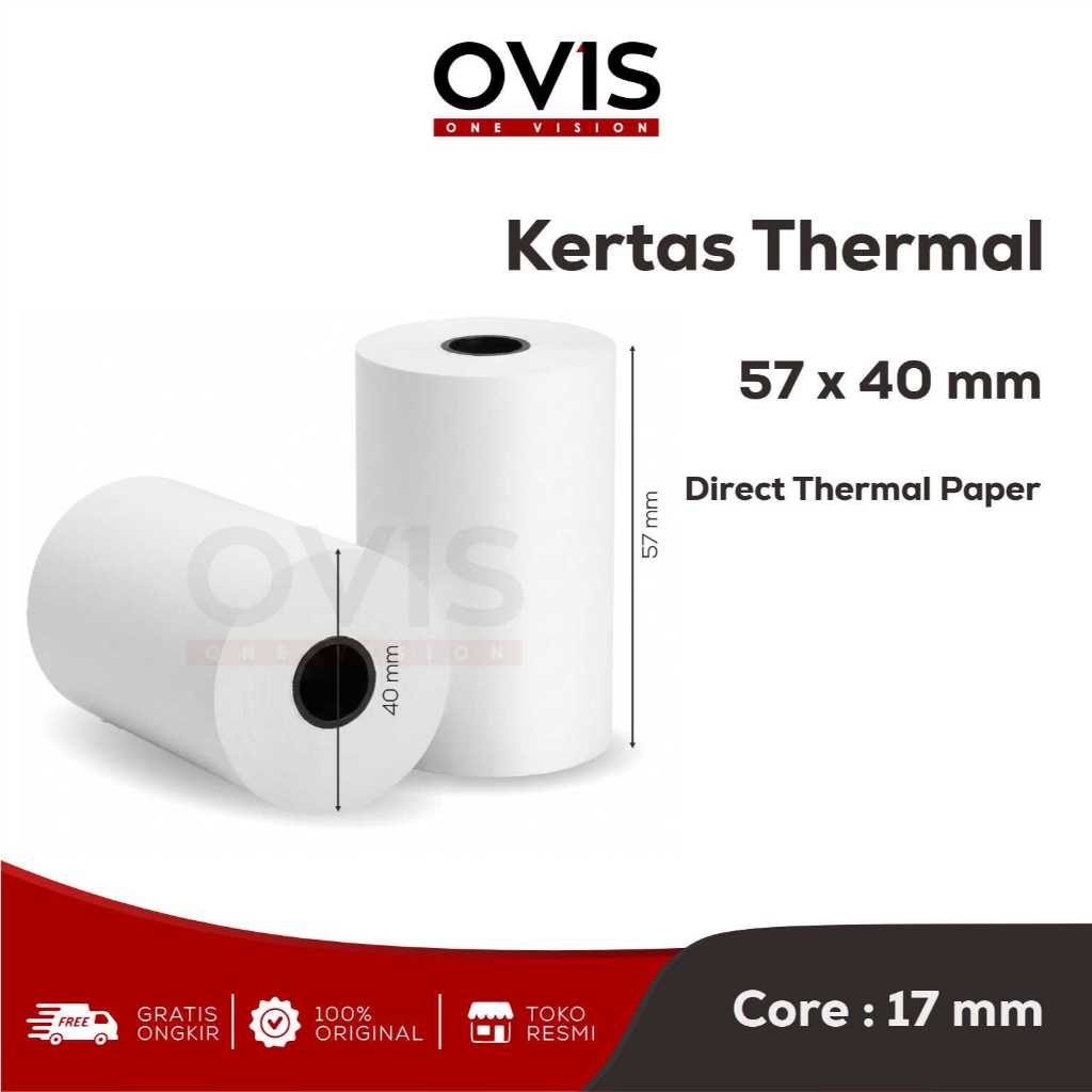 Kertas Struk Paper Roll Thermal 57x40 EDC Kasir 58x40 mm OVIS