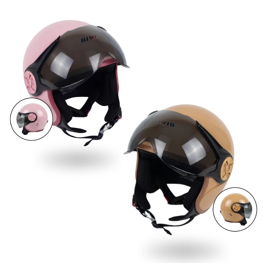 Helm Wanita Terbaru BOGO HIJAB BIVI FEDLEY Cewek Remaja Dewasa Half Face SNI Busa Bisa Dilepas Nyaman Dan Aman