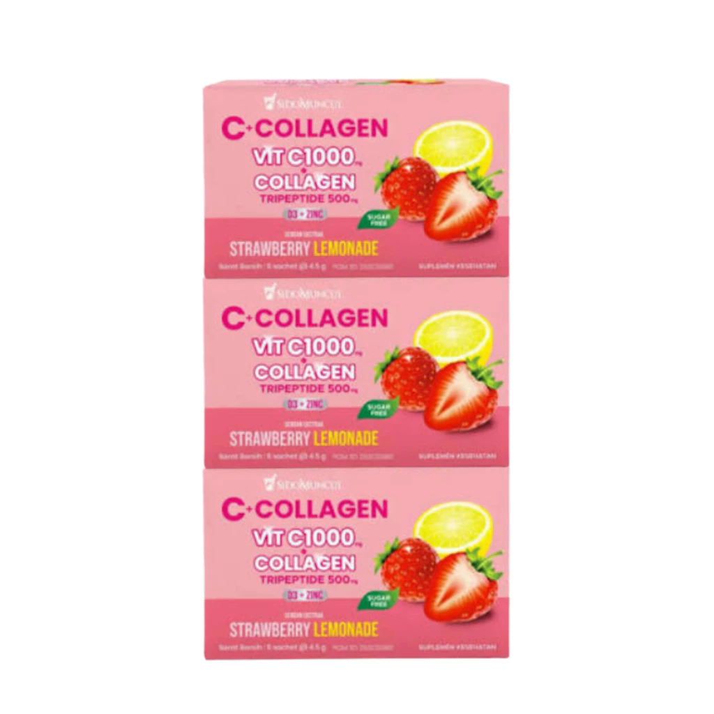 [ PAKET ISI 3 PCS ] SIDOMUNCUL C+Collagen - Minuman Collagen Tripeptide 500mg + Vit C 1000mg / Distributor Cream Ori - Gambar 3