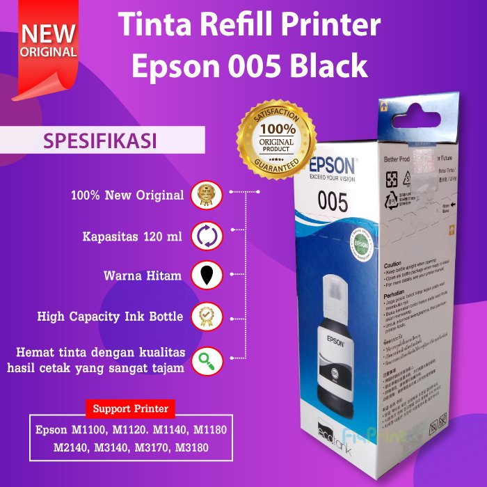 TINTA EPSON 005 PRINTER ORIGINAL M1100 M1120 M1140 M1180 M2140 M3140 M3170 ORI 120ml 120 ml - Gambar 3