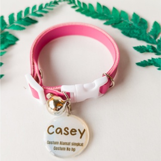 Kalung Kucing Kulit Costum Nama Edisi Klip Kitty