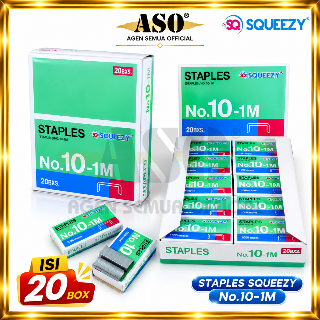 ISI STAPLES NO.10 KECIL ISI STAPLER REFILL HEKTER STEPLES BOX ( ISI 20 ) SQUEEZY PROMO !!!