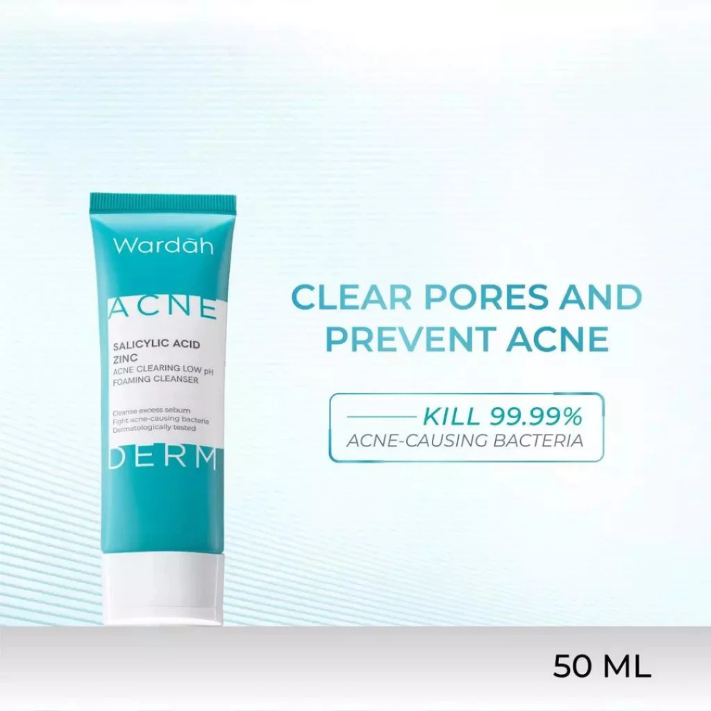 Wardah Acnederm Facial Wash Salicylic Acid Zinc Acne 50ML / Distributor Cream Ori - Gambar 3