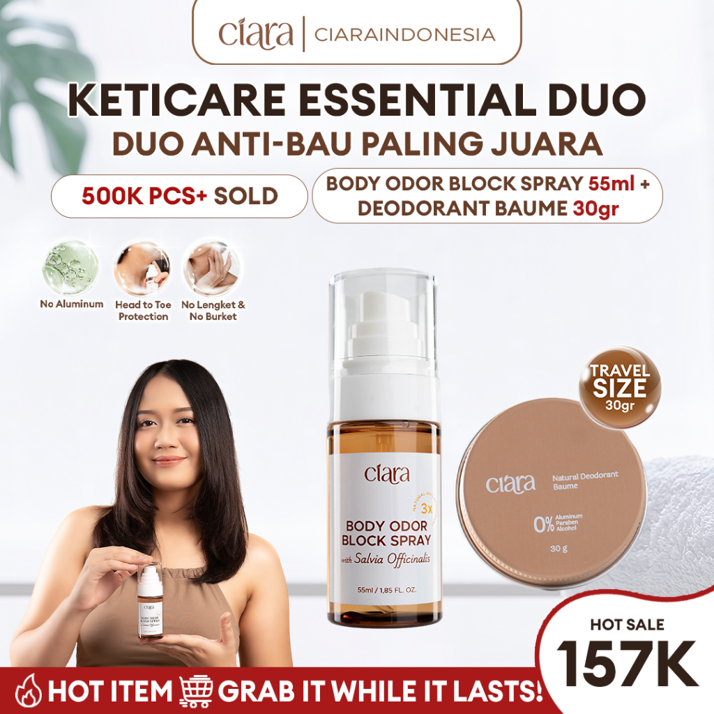 [NEW LAUNCH] Ciara Body Odor Block Spray X Natural Deodorant 30gr / 50gr Antiperspirant Natural Bunuh bakteri & cegah bau badan hingga 72 jam Anti Keringat, Anti Bau, Bebas Tawas penghilang bau badan deodorant natural tahan 72 jam anti iritasi