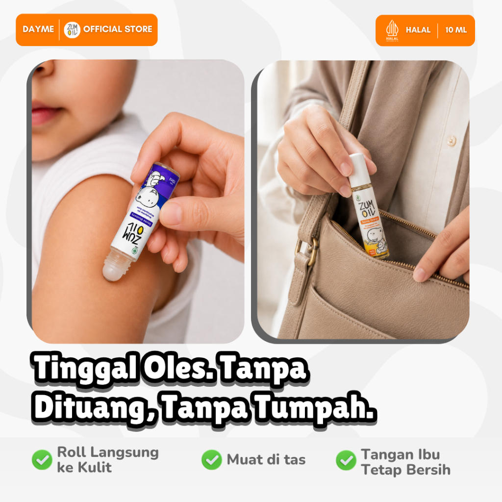 Zumoil Dayme - Minyak Telon Wangi Roll On Bayi & Anak, 4 Aroma Tinggal Oles Tanpa Tumpah - Gambar 3