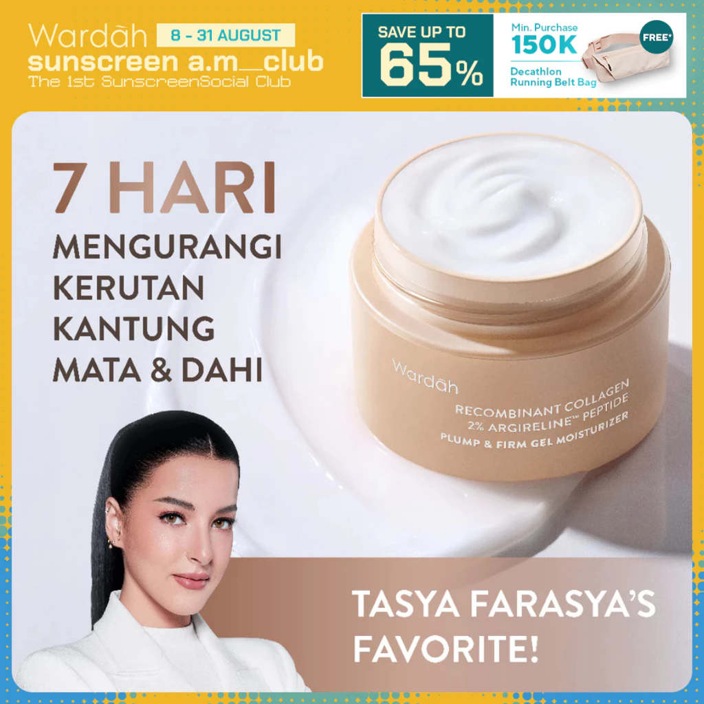 WARDAH Collagen Moisturizer - Plump & Firm Recombinant Collagen + 2% Argireline Peptide Gel Moist - Glow Moisturizer, Pelembab Wajah untuk Kulit Lebih Kencang, Kenyal, dan Bebas Jerawat - Pelembab Wajah Kering, Kusam, dan Sensitif - Skincare