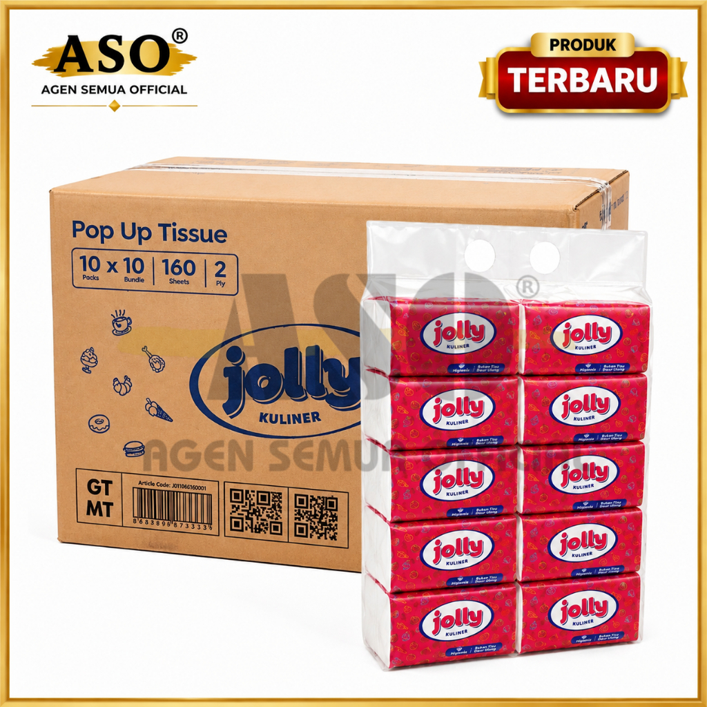 [ DUS ] Tisu JOLLY POP UP 160 Sheet 2ply Tissue ( ISI 100pc) PROMO !!!