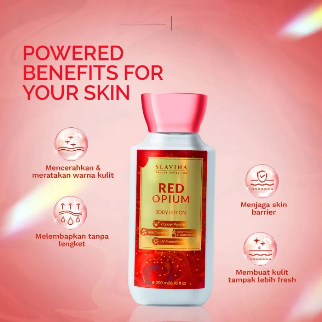 SLAVINA Body Lotion 200ML -Body Serum Tone Up Moisturizer Niacinamide / Distributor Cream Ori - Gambar 2