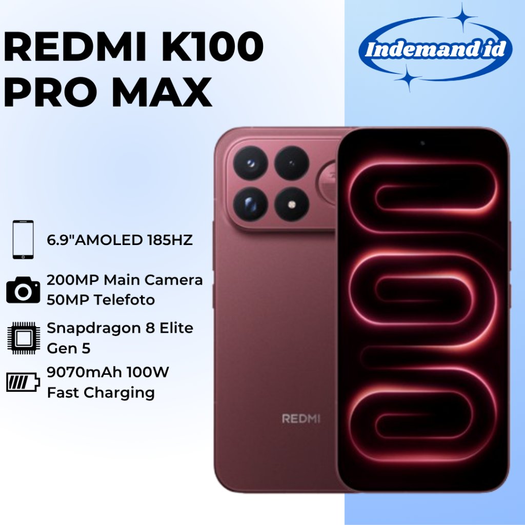 Redmi K100 Pro Max 5G 6.9''AMOLED 185HZ Snapdragon 8 Elite Gen 5 9070mAh 100W 200MP Main 50MP Telefoto