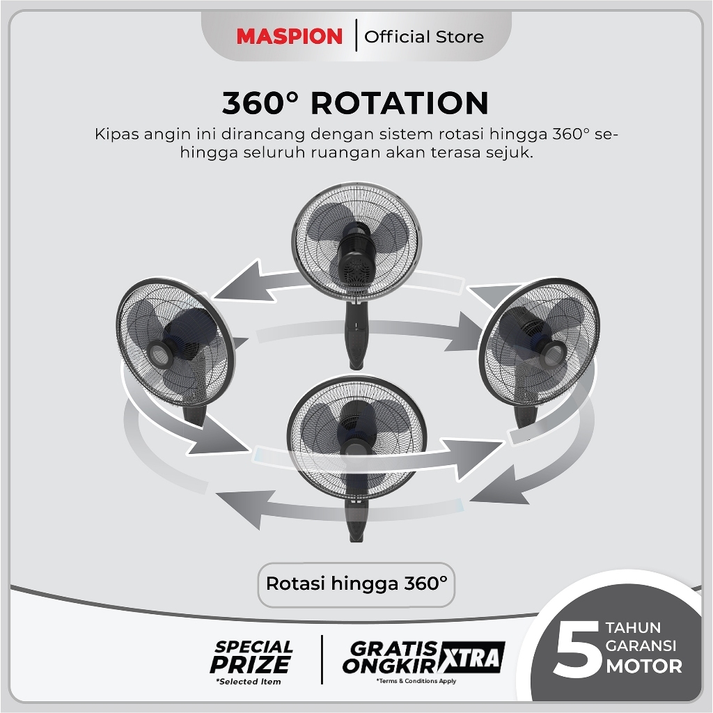 Maspion Stand Fan Kipas Angin Berdiri 16 Inchi F 1625 RC - Gambar 3