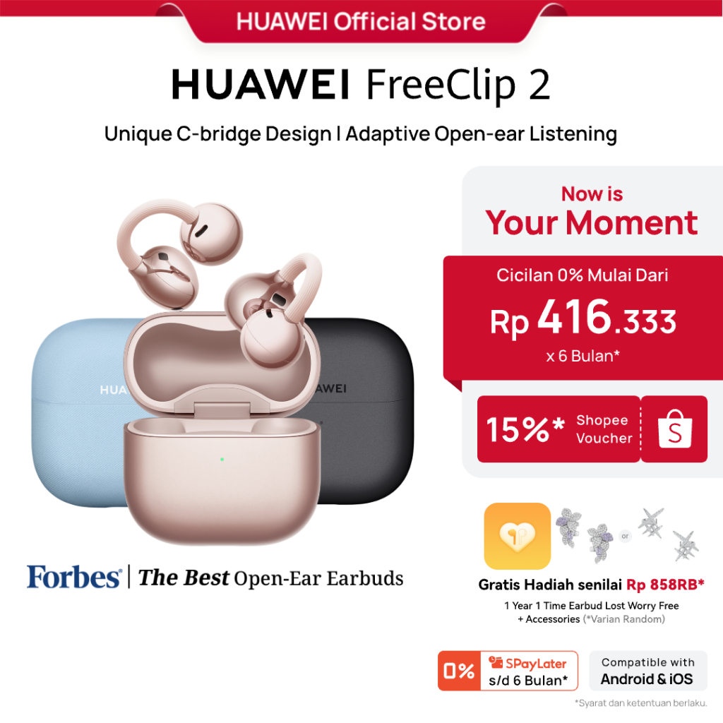 [Pura 90s PWP Disc 1JT] HUAWEI FreeClip 2 TWS Earphone l Unique C-bridge Design l Adaptive Open-ear Listening / Crystal Clear Calls