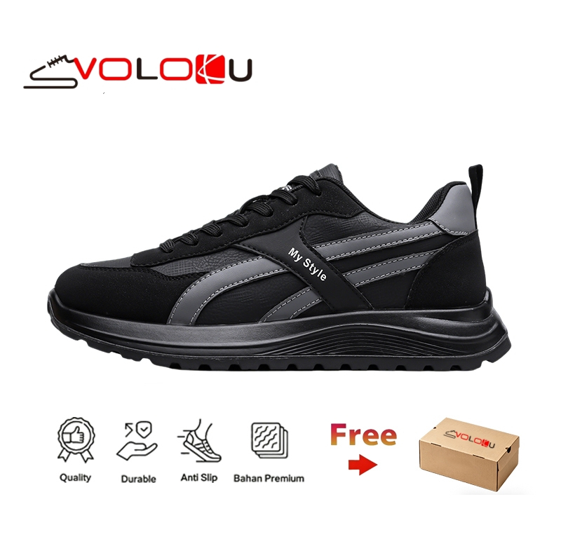 VOLOKU Sepatu olahraga kasual pria, sepatu lari untuk pelajar sekolah/kampus - Gambar 3