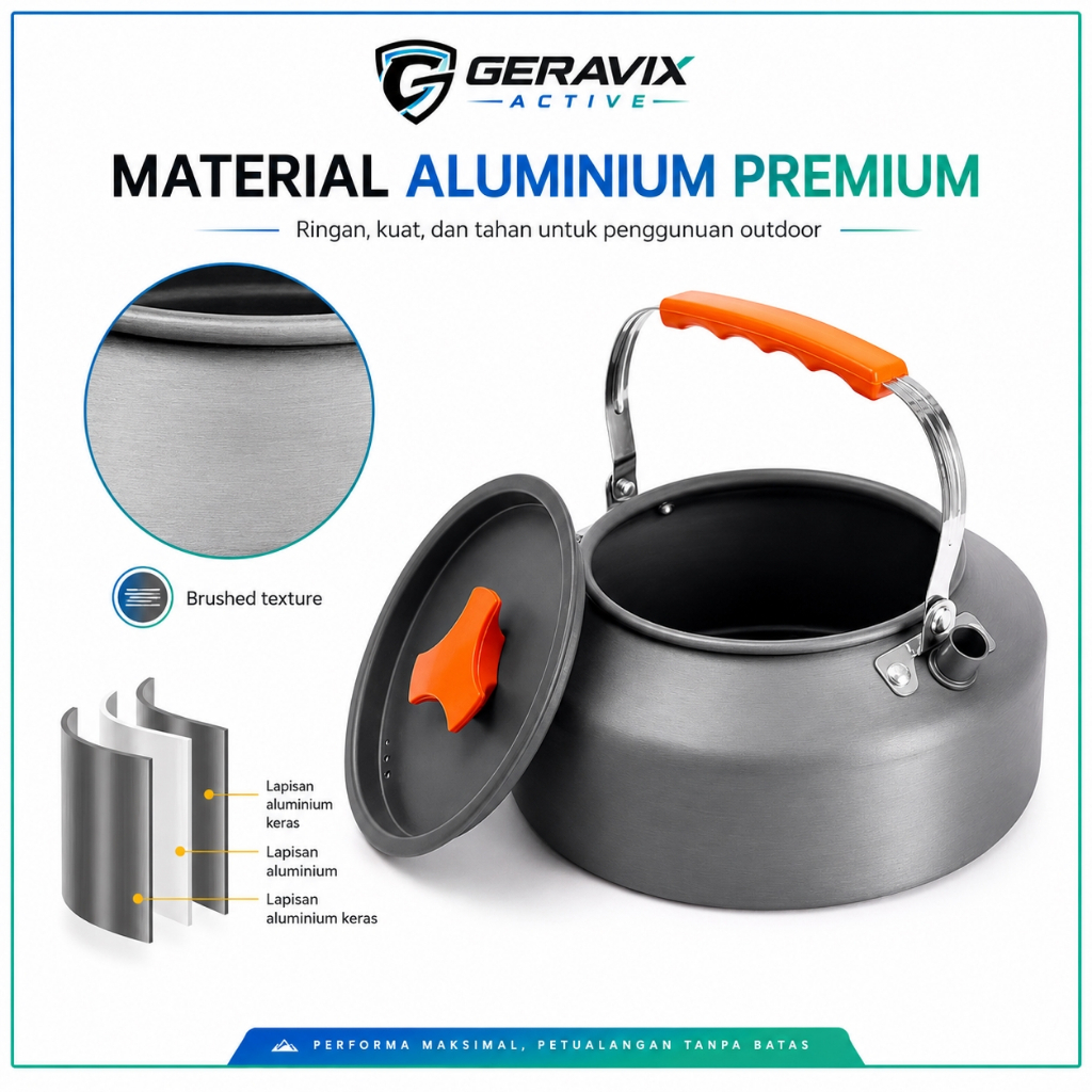 Teko Camping Portabel 2L DS-308 Alat Masak Outdoor Praktis Ringan - Gambar 4