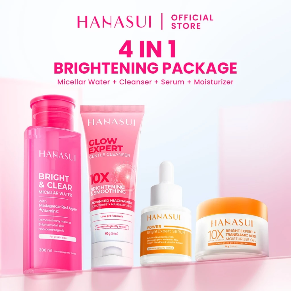 [BUNDLE] Hanasui Basic Skincare Set - Glow Expert Gentle Cleanser Collagen Water Sunscreen SPF 50 Bright Expert Moisturizer Gel Micellar Water Niacinamide Tranexamic Acid Vitamin C Membersihkan Melembapkan Mencerahkan Wajah - Gambar 2
