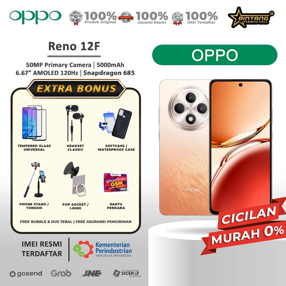 Oppo Reno 12F 5G NFC ram 12/512gb ram 12/256gb reno 12f 4G ram 8/256gb Garansi Resmi - Gambar 2