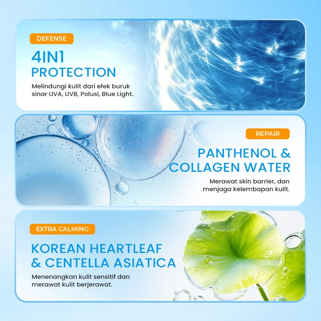 Hanasui Lightweight Pro Calming Sunscreen SPF 50 - Sunscreen Kulit Sensitif & Jerawat - Non Comedogenic 0% Alcohol & Perfume - Gambar 4
