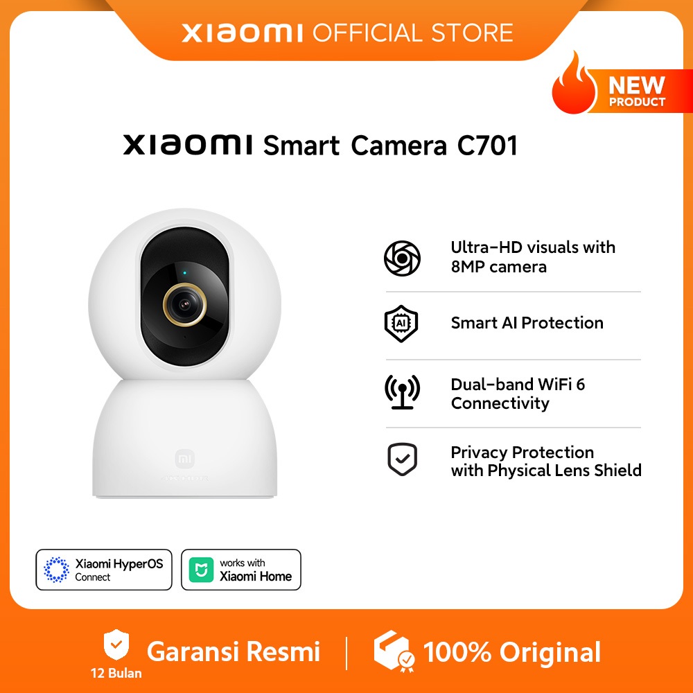 Xiaomi Smart Camera C701 / Ultra-HD visuals with 8MP camera / Smart AI Protection / Dual-band WiFi 6 Connectivity / Privacy Protection with Physical Lens Shield / [Official Store]
