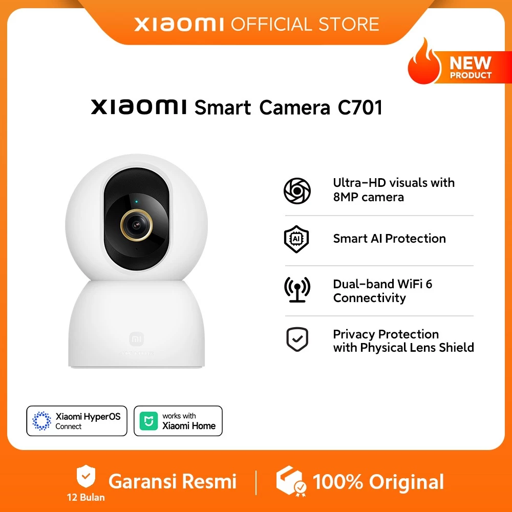 Xiaomi Smart Camera C701 / Ultra-HD visuals with 8MP camera / Smart AI Protection / Dual-band WiFi 6 Connectivity / Privacy Protection with Physical Lens Shield / [Official Store]