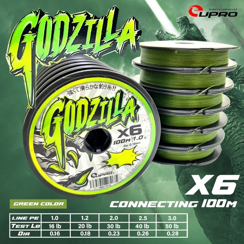 EUPRO Fishing Line PE GODZILLA X6 Yellow & Green 100meter Braided 6 ...