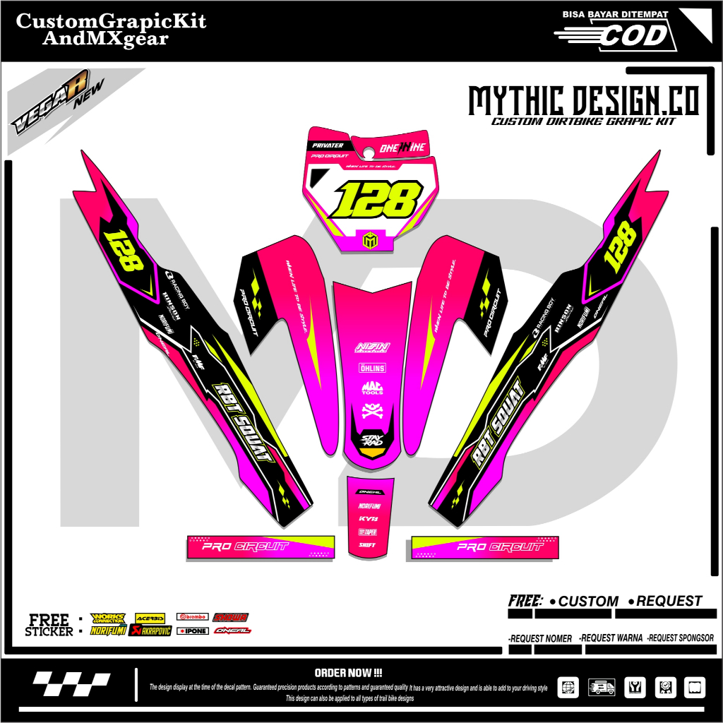 RBT VEGA R NEW Striping Sticker Modified Mythic Underbone Motorcycle ...