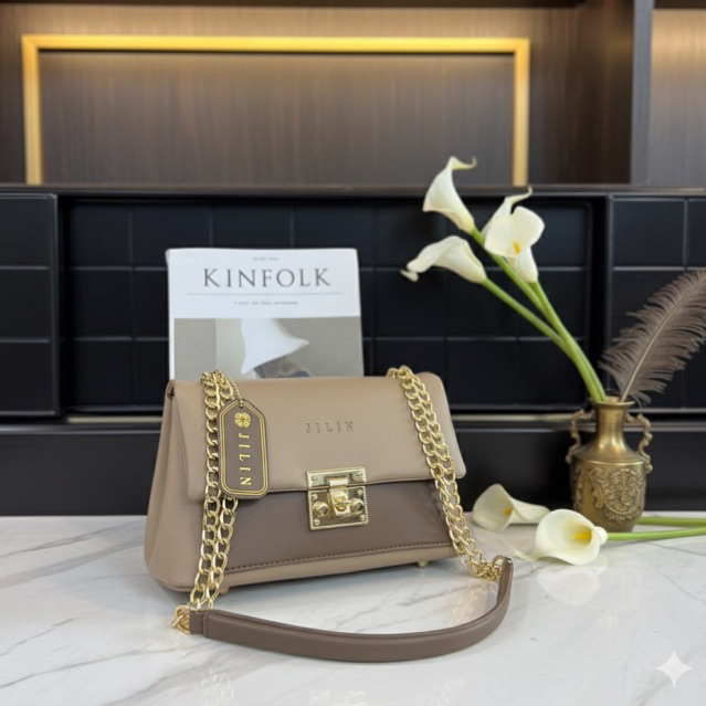 Rani Women's Bag with rotating lock combination, chain strap bag ...