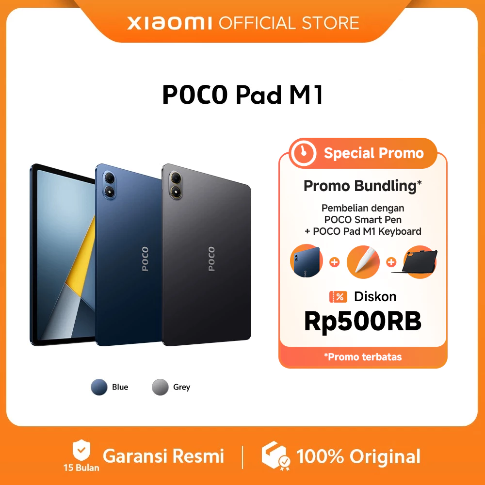 POCO Pad M1 (8GB/256GB) / Layar jernih 12.1" 2.5K / Snapdragon® 7s Gen 4 / Baterai jumbo 12000mAh (typ) / Quad speaker dengan Dolby Atmos® [Official Store]