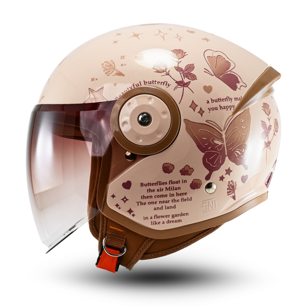 Helm Half Face R-SIX Verona Motif Mongmong Terbaru dengan Visor Gradasi Anti UV - Gambar 2