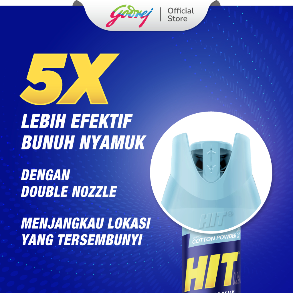 HIT Aerosol Cotton Powder 400ml - Obat Nyamuk - Bunuh Nyamuk Penyebab Demam Berdarah (DBD) - Gambar 2