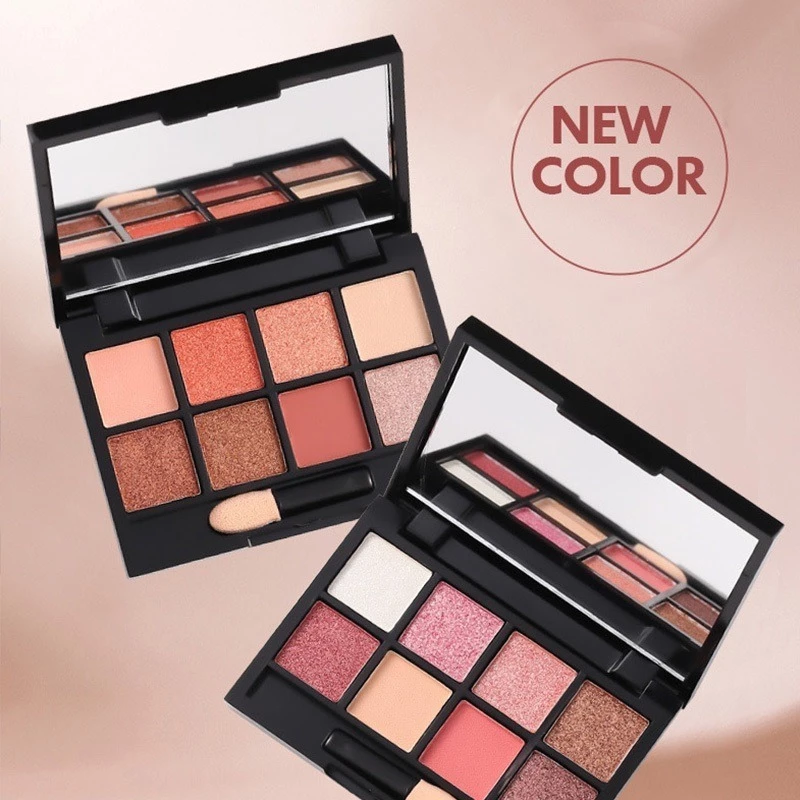 Eyeshadow Palette 8 Warna Matte Glitter Gratis Kuas Waterproof Tahan Lama Pigmented Riasan Mata Murah 255 8109 - Gambar 4