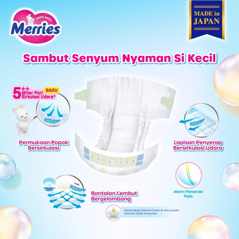 Merries Premium Tape Diaper New Born Isi 24 Pcs, Made In Japan, Daya Serap Tinggi - Gambar 4