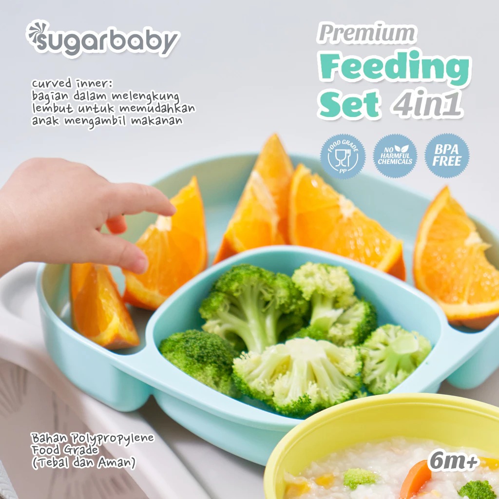 Sugarbaby Premium Feeding Set 4in1 - Tempat Makan dan Alat Makan Bayi - Perlengkapan Makan Bayi - Gambar 2