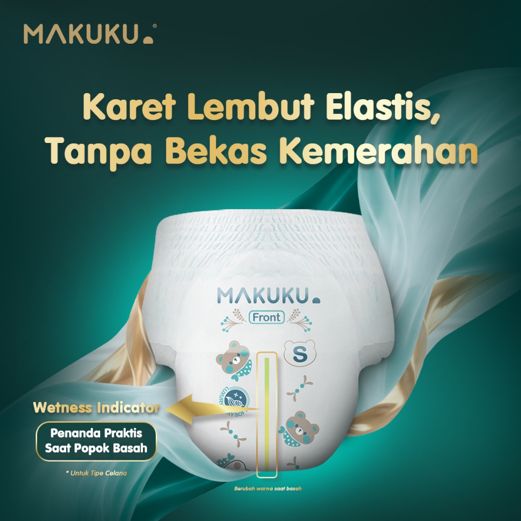[3 PACK] Makuku DIapers Slim Luxury Silky Celana / Pants Perekat / Tape Jumbo S48 / S40 / M52 / L50 /XL48 Popok Bayi - Gambar 4