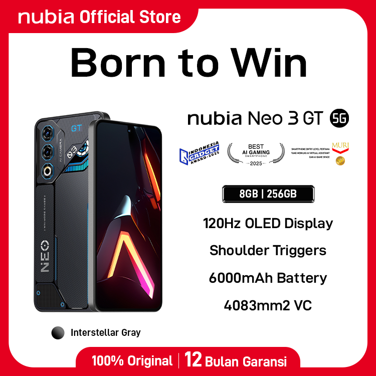 HP Gaming nubia Neo 3 GT 5G RAM 20 GB (8 +12 GB) + ROM 256 GB 6000mAH Super Fast Charging 80W Garansi Resmi